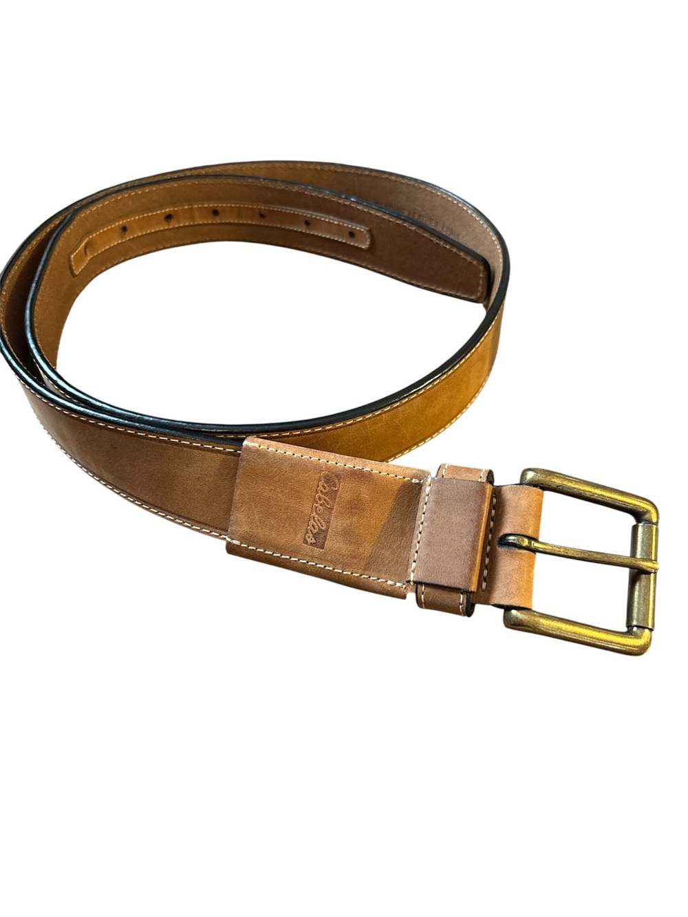 Cabela's Tan/Brown Leather Men's Belt with Brass Buckle